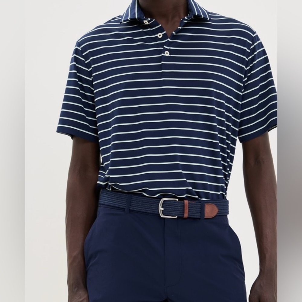 NWT RLX Ralph Lauren Navy and White Striped Polo Shirt XL